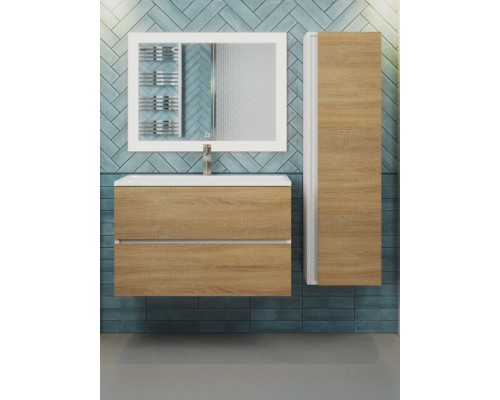 Тумба под раковину 80 см, Uperwood Barsa, белая/дуб сонома