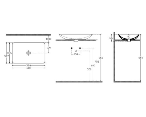 Раковина ISVEA SistemaY Clear накладная 600x377x127 синий матовый 10SY50060SV-2Z