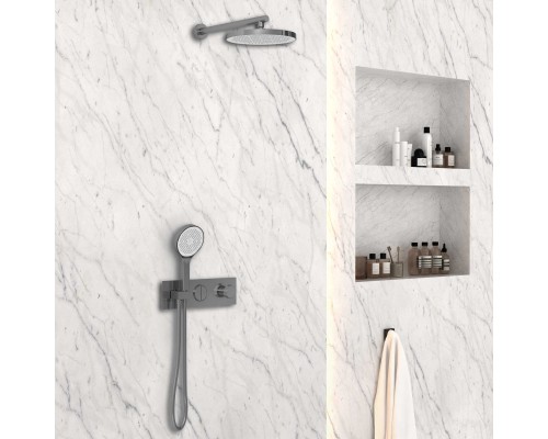 Душевой комплект Vincea VSFW-422T2GM встраиваемый термостатический 2 режима сталь