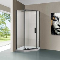 Душевой уголок Vincea Stresa VSP-1S900CLGM 900x900 вороненая сталь стекло прозрачное