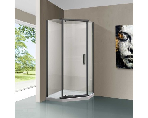 Душевой уголок Vincea Stresa VSP-1S900CLGM 900x900 вороненая сталь стекло прозрачное