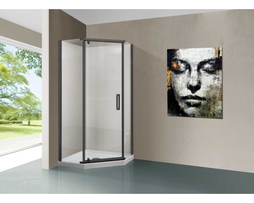Душевой уголок Vincea Stresa VSP-1S900CLGM 900x900 вороненая сталь стекло прозрачное