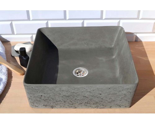 Раковина накладная бетонная Uperwood Square 39х39х12 см, квадратная, графит