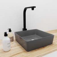 Раковина накладная бетонная Uperwood Square 39х39х12 см, квадратная, графит