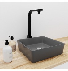 Раковина накладная бетонная Uperwood Square 39х39х12 см, квадратная, графит