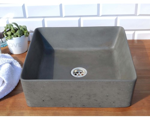 Раковина накладная бетонная Uperwood Square 39х39х12 см, квадратная, графит