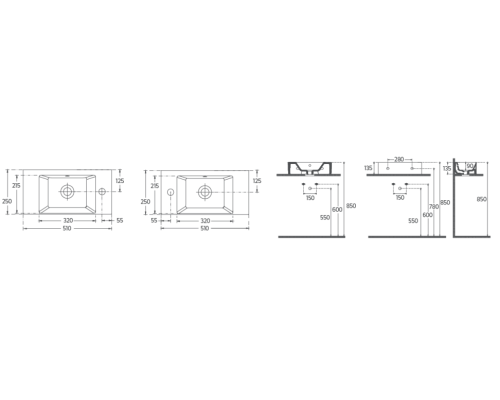 Раковина подвесная ISVEA Sistema Z 50, с отверстия под смеситель слева белый 10SF50050SV