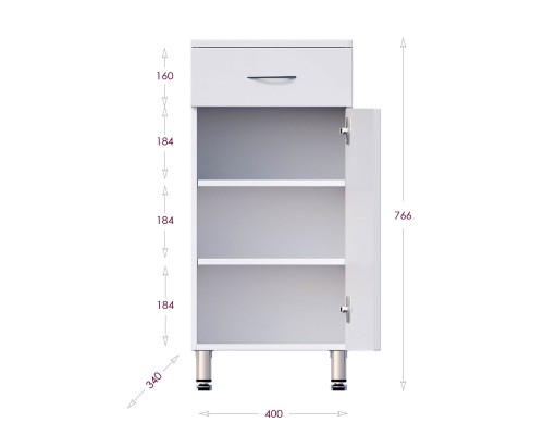 Полупенал Onika Каприз 40 напольный, белый, правый