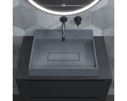 Раковина накладная прямоугольная, Uperwood Tanos Quartz 50 см, серая, "бетон"