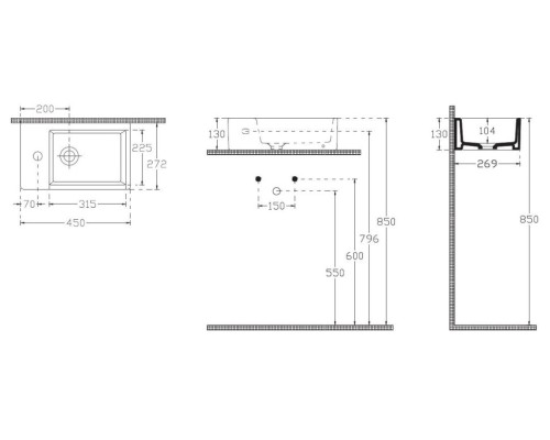 Раковина накладная ISVEA Purita 45L белый глянцевый 10PL50045SV
