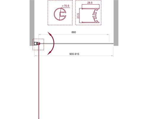 Шторка на ванну BelBagno Uno 90 UNO-V-1-90/150-C-NERO Черный матовый