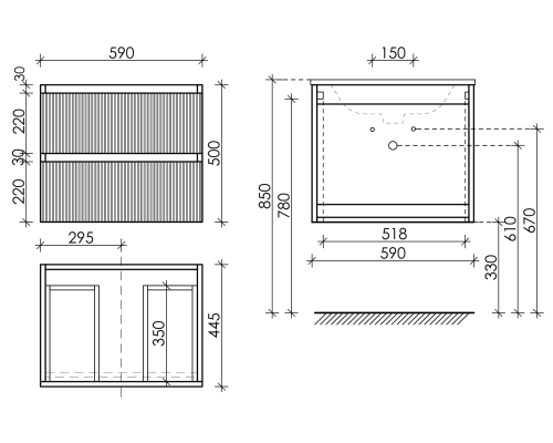 Тумба под раковину Sancos SNOB R 59x50 Beige Soft