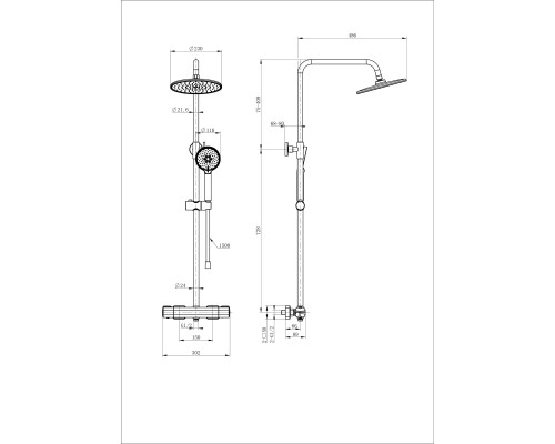 Душевая система с термостатом Wonzon&Woghand, Черный матовый