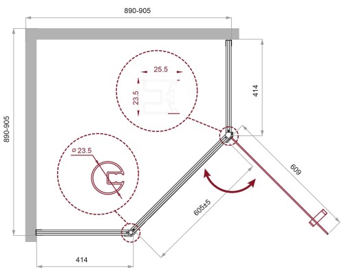 Душевой уголок BelBagno Uno 90х90 UNO-195-P-1-90-C-NERO Черный матовый