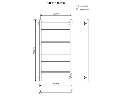 Электрический полотенцесушитель Ника Step-2 100/50 U Белый матовый