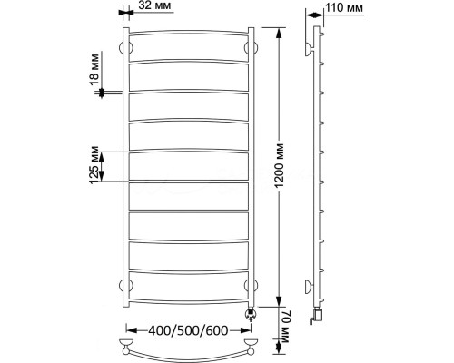 Полотенцесушитель латунный Secado Милан 1 50х120, электрический R, бронза