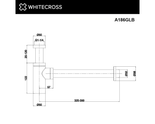 Сифон для умывальника декоративный WHITECROSS брашированное золото