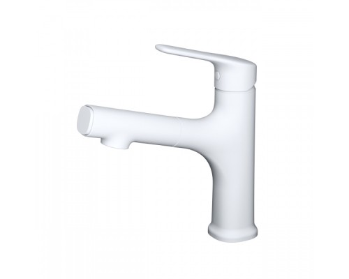 Смеситель для раковины с выдвижным изливом Wonzon&Woghand, Белый матовый