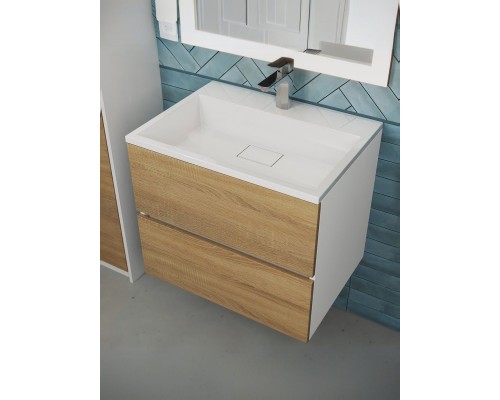 Тумба под раковину 60 см, Uperwood Barsa, белая/дуб сонома