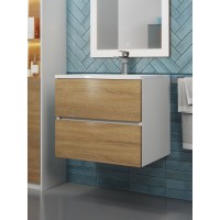 Тумба под раковину 60 см, Uperwood Barsa, белая/дуб сонома