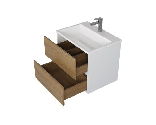 Тумба под раковину 60 см, Uperwood Barsa, белая/дуб сонома