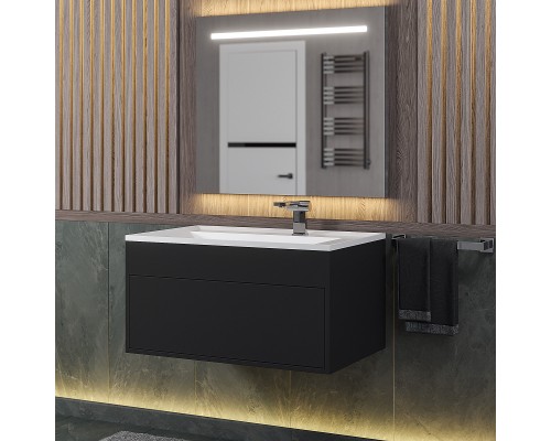 Тумба с раковиной подвесная Uperwood Lotus Premium 80х50х44 см, черная