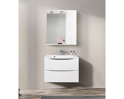Зеркало со шкафом BelBagno MARINO-SPC-700/750-1A-BL-P-R 70 с подсветкой Bianco Lucido Зеркало со шкафом BelBagno MARINO-SPC-700/750-1A-BL-P-R 70 с подсветкой Bianco Lucido