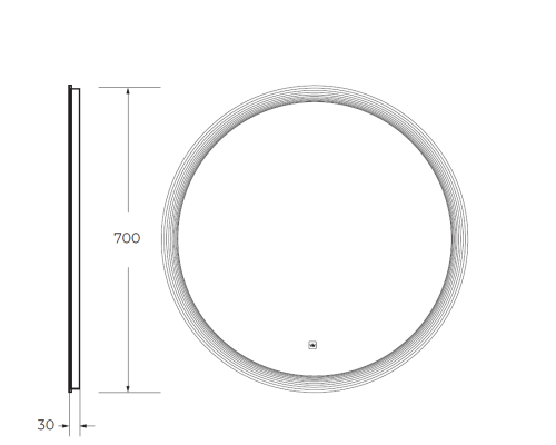 Зеркало Cezares Eco 70 CZR-SPC-ECO-700-LED-TCH с подсветкой с лазерной гравировкой и сенсорным выключателем
