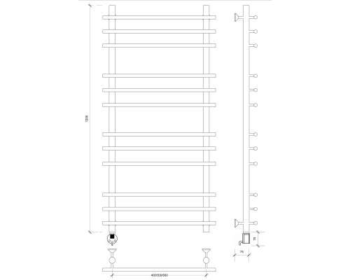 Полотенцесушитель латунный Secado Турин плюс 120х60х70, электрический R, бронза