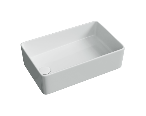 Раковина накладная Ceramicanova Элемент (Element) со смещенным сливом, 485x304x135 белый