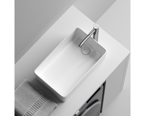Раковина накладная Ceramicanova Элемент (Element) со смещенным сливом, 485x304x135 белый