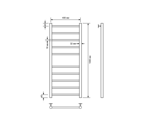 Полотенцесушитель водяной Comfysan Noumi W-10 100/40, черный