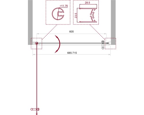 Душевая дверь BelBagno Uno 70 UNO-B-1-70-CH-Cr профиль Хром стекло шиншилла
