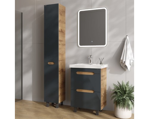 Тумба под раковину Onika Айленд 60 напольная, графит/дуб крафт золотой