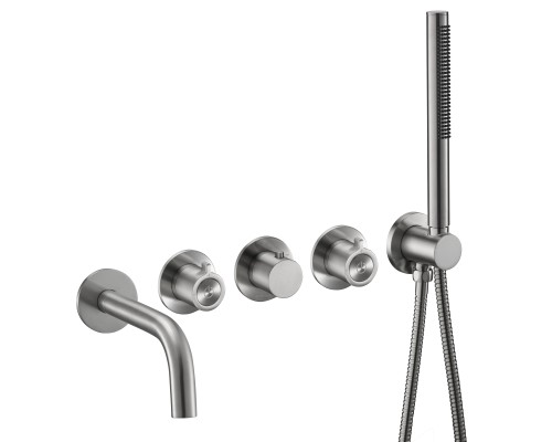 Смеситель термостатический для ванны встраиваемый Benesque Lumiere 11011502 никель брашированный