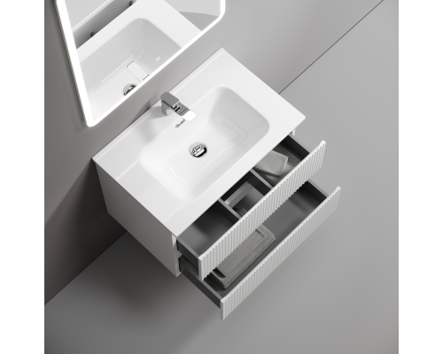 Тумба под раковину подвесная Sancos Snob R 69х44х50, с доводчиками, Bianco, SNR70W