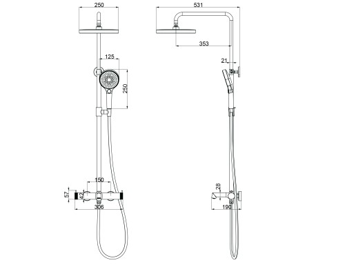 Душевая стойка Vincea Rim VSFS-2RM1CH с изливом, хром