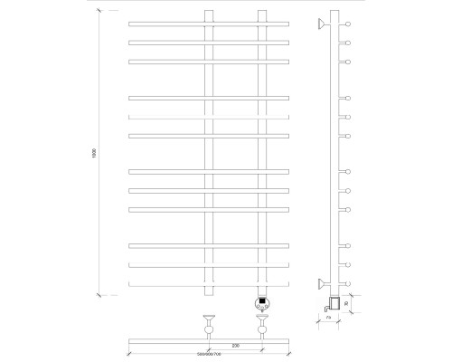 Полотенцесушитель латунный Secado Турин 3 100х20х70, электрический R, бронза