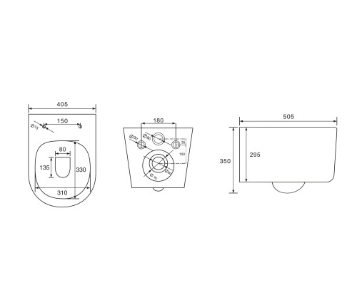 Безободковый подвесной унитаз Charus Elmo Tornado EWC700-129W сиденьем микролифт
