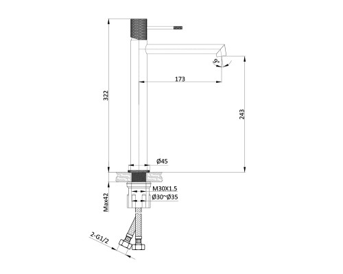 Смеситель для накладной раковины Vincea Desire VBF-1D2MB однорычажный черный