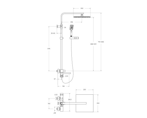 Душевая система BelBagno Luce LUC-VSCM-CRM Хром