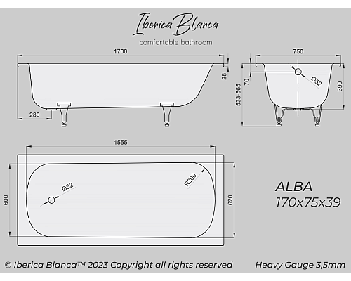 Ванна стальная эмалированная Iberica Blanca Alba 170х75 белая Ванна стальная эмалированная Iberica Blanca Alba 170х75 белая
