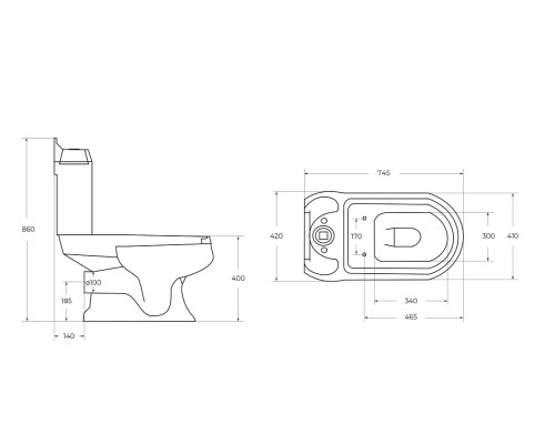 Унитаз компакт Cezares King Palace CZR-163-T без бачка и сиденья