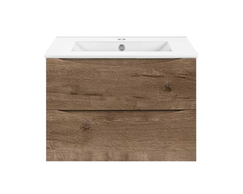 База под керамическую раковину Vincea Mia Slim 600 подвесная 2 ящика Soft close V.Oak