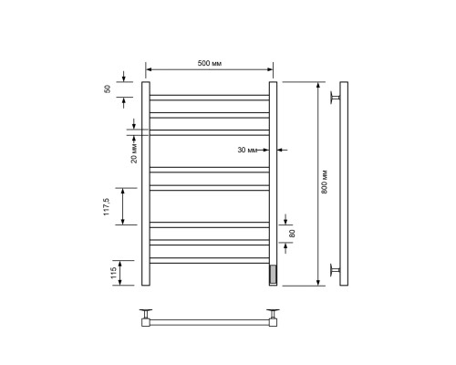 Полотенцесушитель электрический с/т Comfysan Pioli-K EC-8 80/50, белый