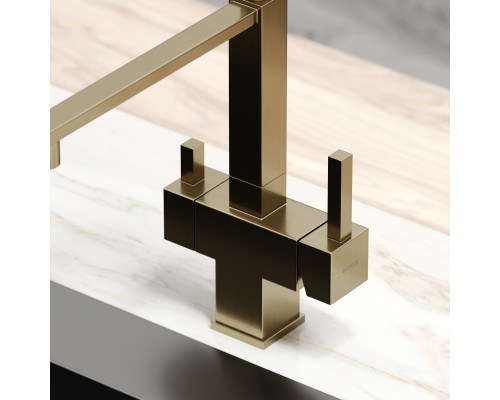 Смеситель для кухни SANCOS Moro SC4006BG с подключением фильтра для воды, браш золото