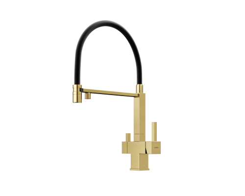 Смеситель для кухни SANCOS Moro SC4006BG с подключением фильтра для воды, браш золото