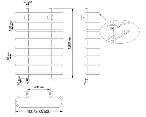 Полотенцесушитель латунный Secado Венеция 60х120х20, электрический L, бронза