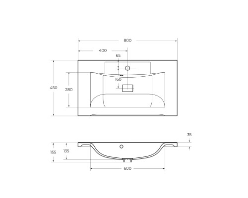 Раковина из искусственного мрамора BelBagno BB800/450-LV-MR-PR