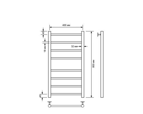 Полотенцесушитель водяной Comfysan Noumi W-8 80/40, белый